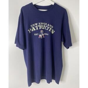 New England Patriots Shirt Large Football Blue Logo Tee Reebok Mens